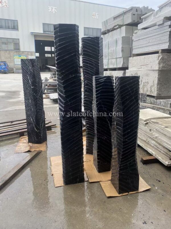 China Black Stone Garden Columns (2)