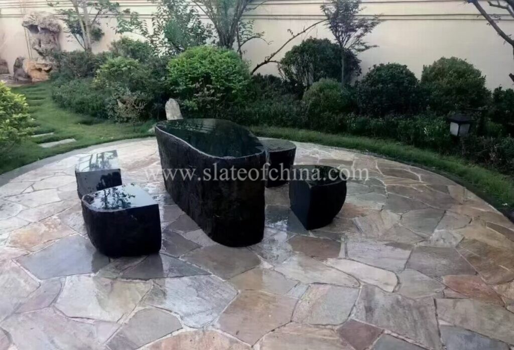 China Black Stone Outdoor Table And Chairs (4)