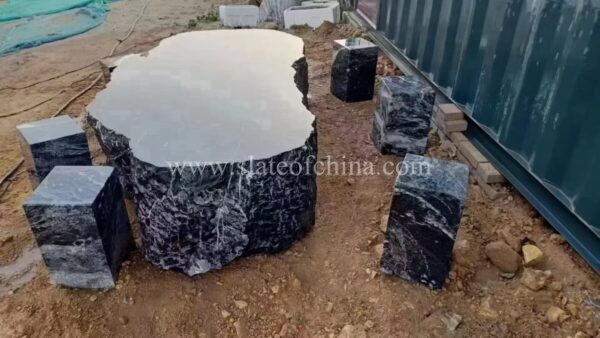 China Black Stone Outdoor Table And Chairs (7)