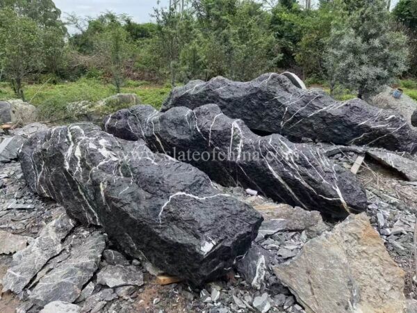 Black Stone Long Strip Big Stone Slice Landscape Stone (9)