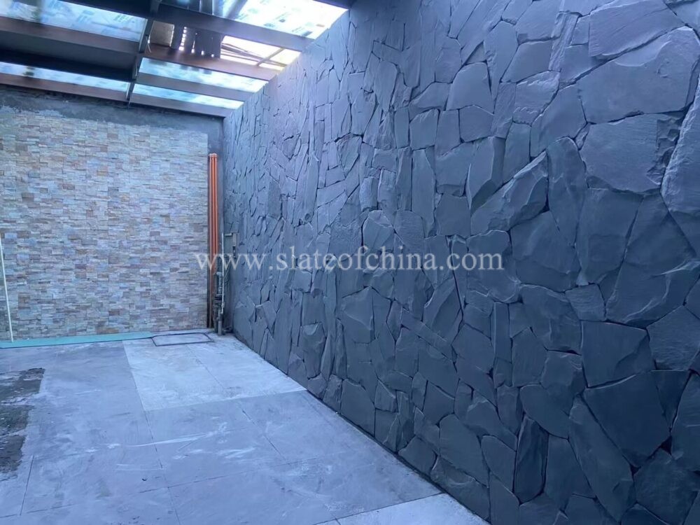 Blue Black Random Slate Wall Cladding Decoration (1)