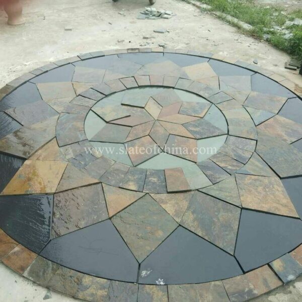 Slate circle patio designs