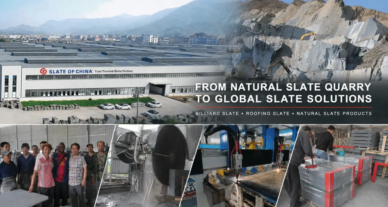 About Us 1 China natural slate manufacturer with slate quarry, factory processing, billiard slate production and global export service
