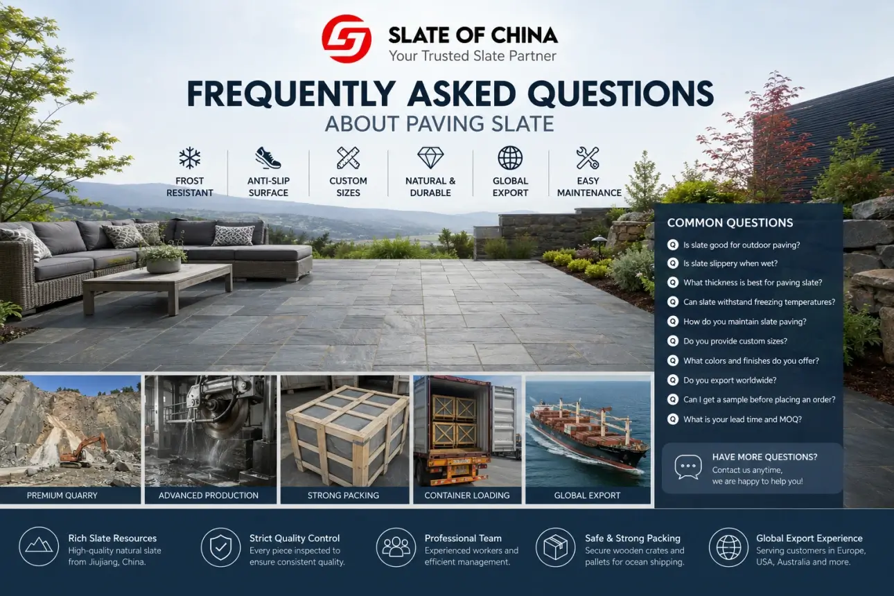 Frequently asked questions about natural slate paving, outdoor slate tiles and Chinese slate supplier