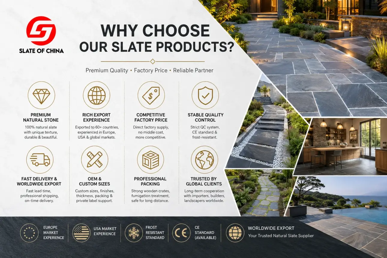 Paving Slate 6 Natural Chinese slate paving supplier with premium quality, factory price, worldwide export experience, and professional packing solutions.