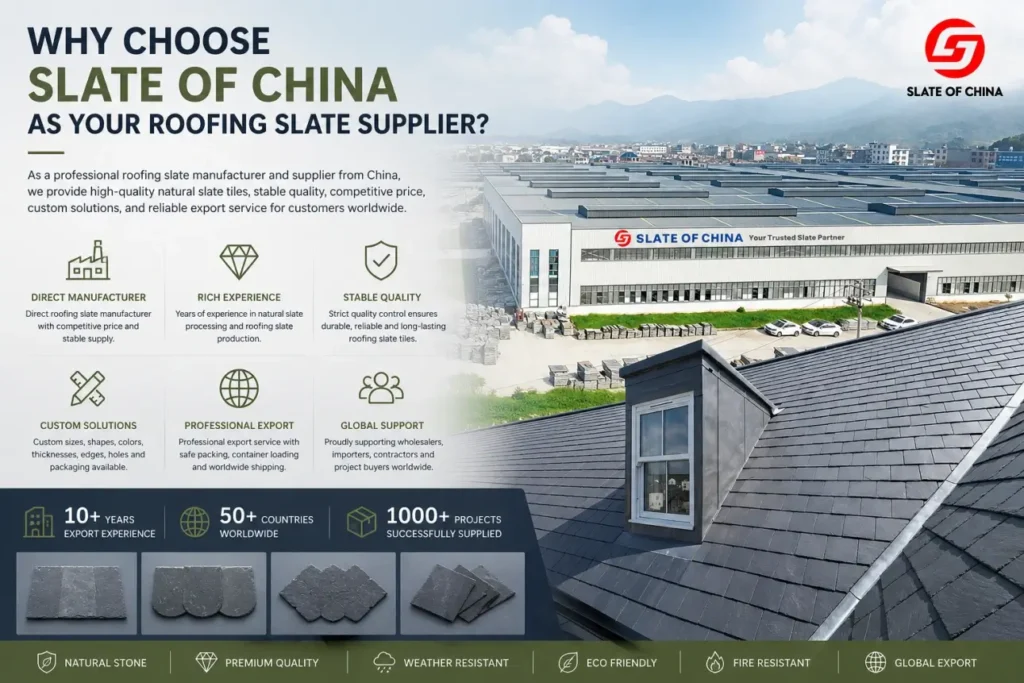 Slate of China roofing slate manufacturer factory and natural slate roof project