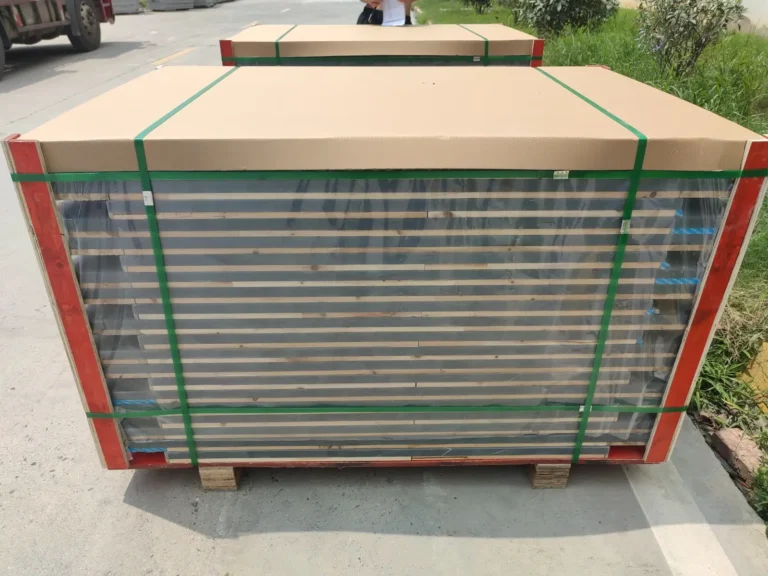 Billiard slate pallet secured with high-strength PET strapping for export shipping.