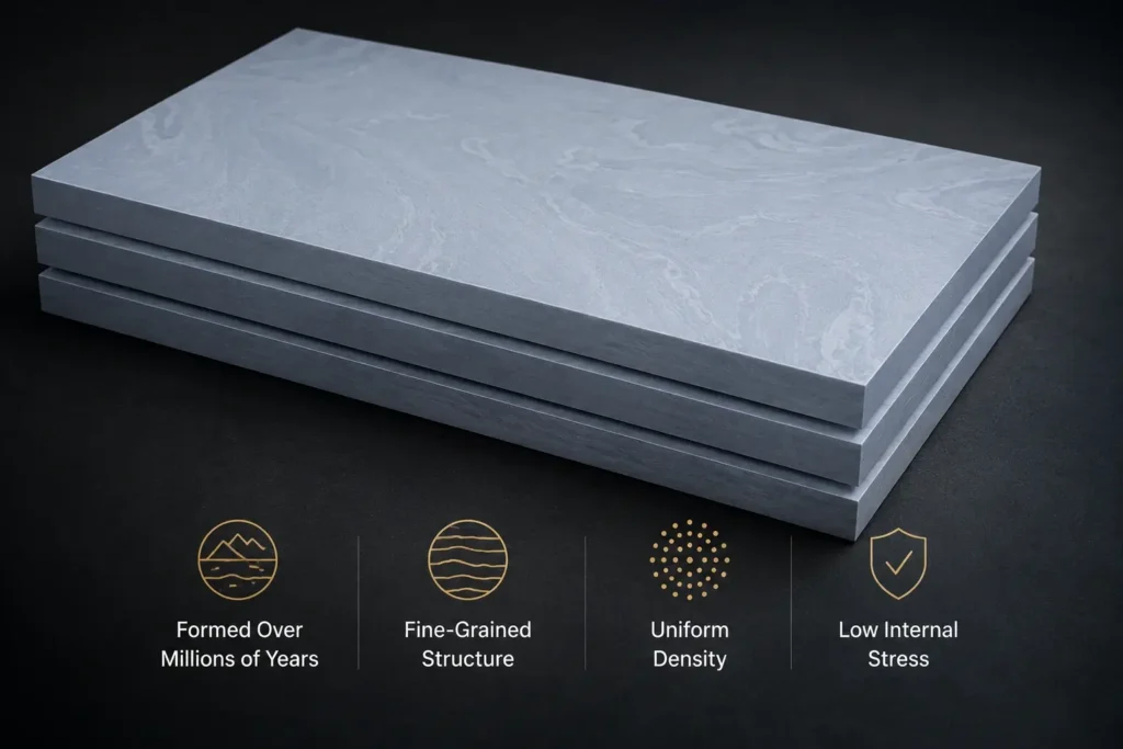 Natural slate with fine-grained structure used for professional billiard and snooker tables