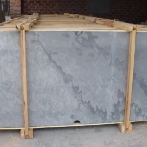 One-piece pool slate packed in a large export wooden crate for international shipping