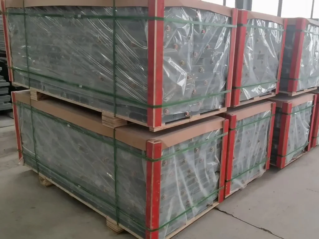 Export-grade plywood crates protect billiard slate during international transportation.