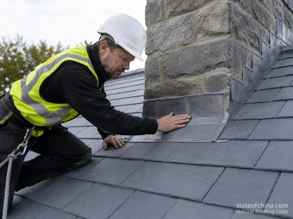 checking slate roof flashing