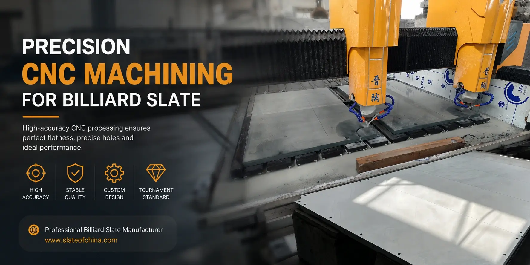 CNC Billiard Slate Machining Guide 1 Precision CNC machining of billiard slate for professional pool and snooker tables