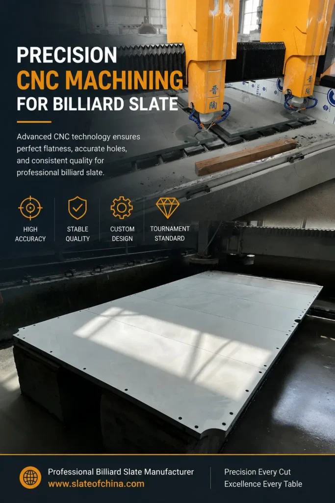 CNC Billiard Slate Machining Guide 2 Precision CNC machining of billiard slate for professional pool and snooker tables