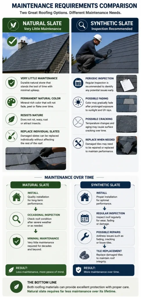 natural slate vs synthetic slate maintenance comparison mobile