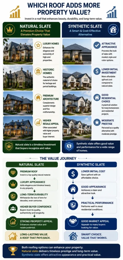natural slate vs synthetic slate property value comparison mobile