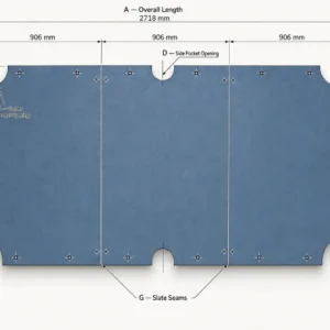 Gallery 8 Replacement pool table slate measurement guide showing overall dimensions, pocket openings, holes and slate seams