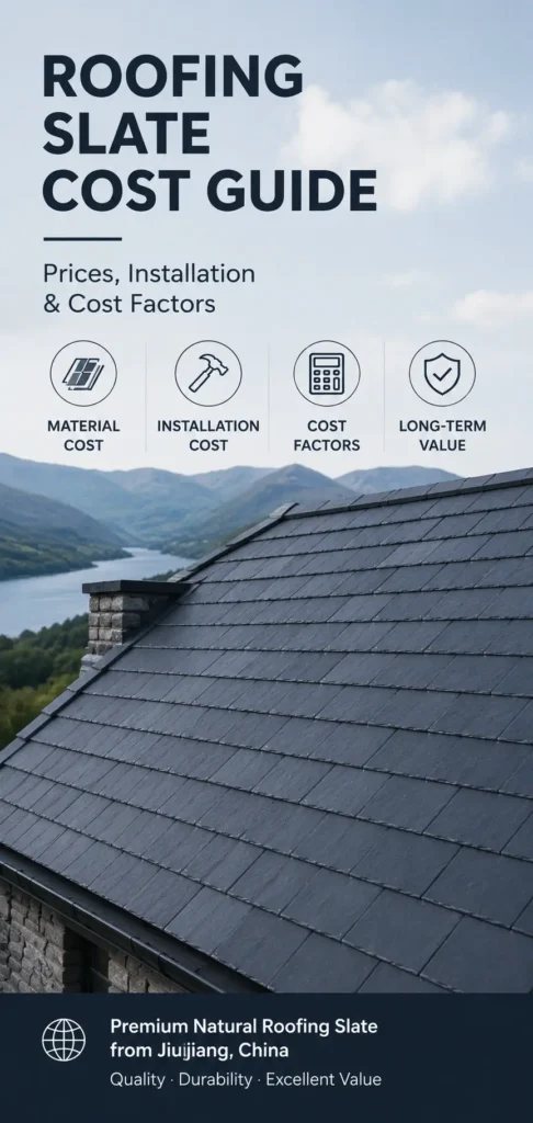 Blue-grey natural roofing slate roof featured in the Roofing Slate Cost Guide, illustrating slate roofing cost and long-term value.