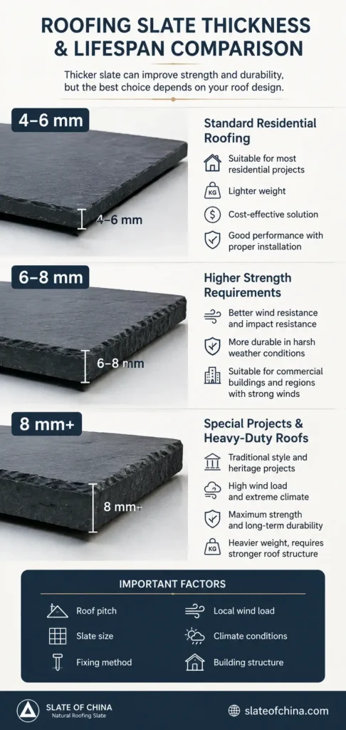 Roofing slate thickness comparison showing how slate thickness affects roof lifespan