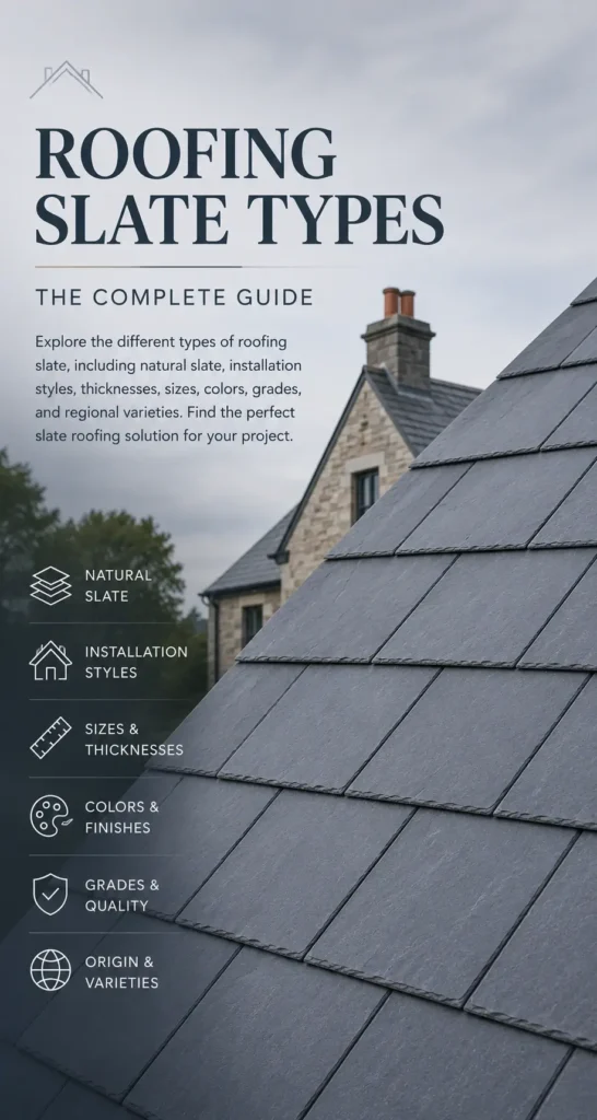 Roofing Slate Types 2 Roofing Slate Types Guide showing natural slate roof installed with premium grey roofing slate.
