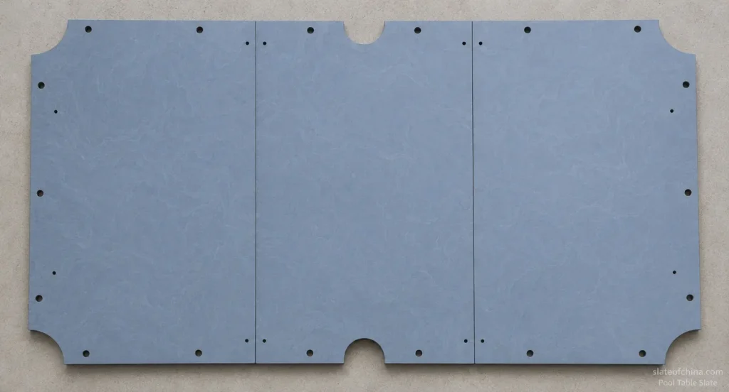 three piece pool table slate trial assembly