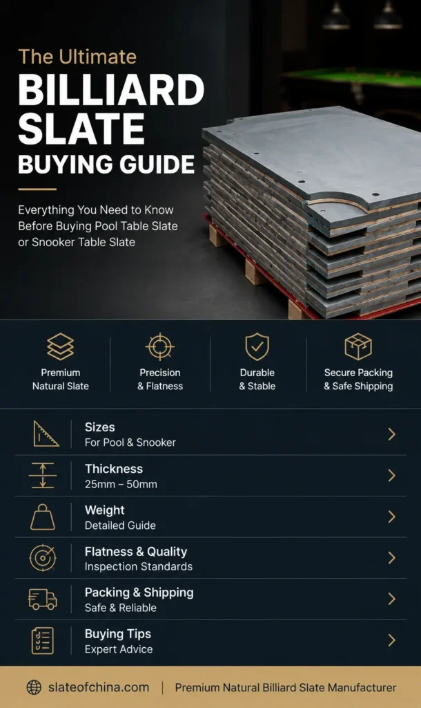 The Ultimate Billiard Slate Buying Guide 2 The Ultimate Billiard Slate Buying Guide banner featuring premium natural pool table slate and snooker slate from Slate of China.