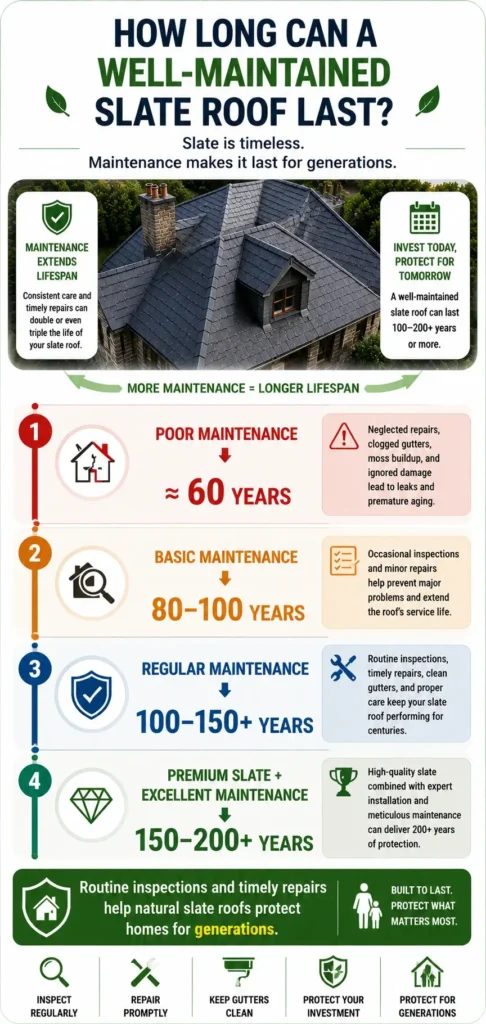 well maintained slate roof lifespan mobile infographic