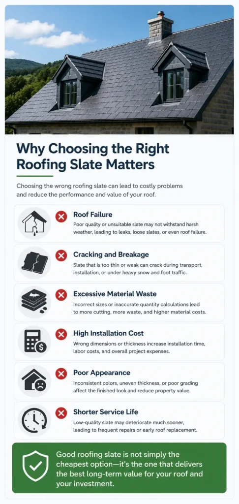 Why choosing the right roofing slate matters with common buying mistakes and natural slate roof illustration