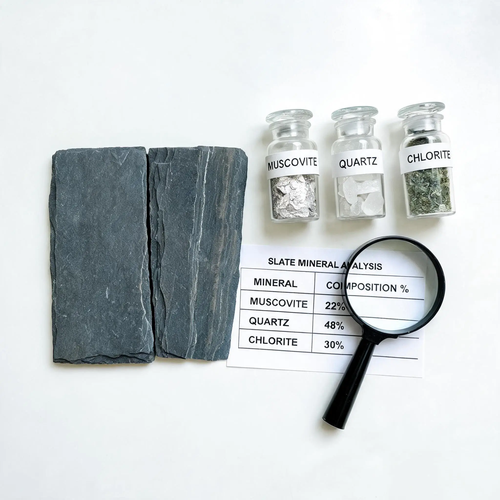 Jiujiang Slate Mineral Composition 5 Laboratory acid test on Jiujiang slate surface showing no bubbling reaction, compared with a marble sample that shows vigorous bubbling