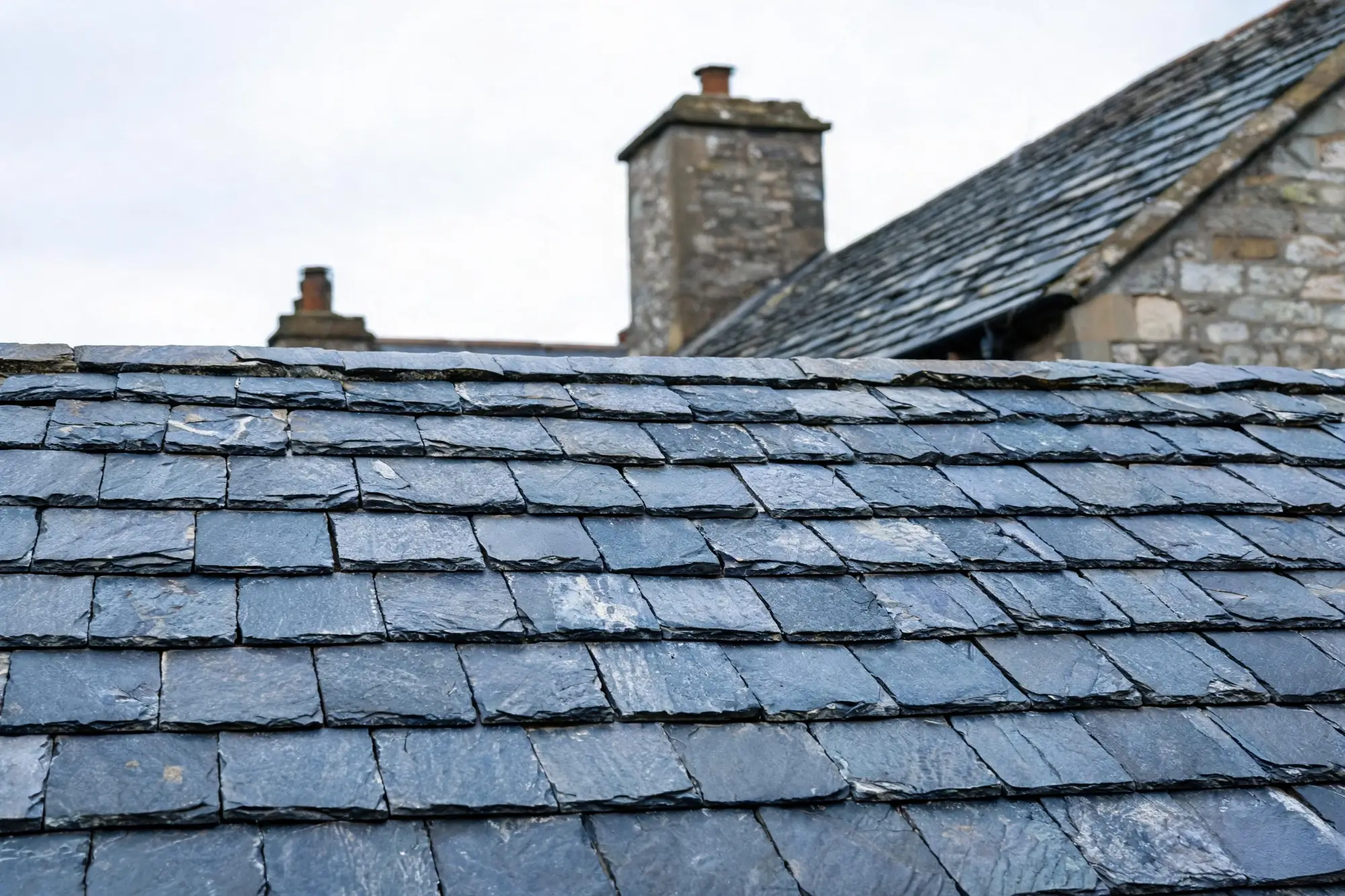 Century-old natural slate roof still on its first installation
