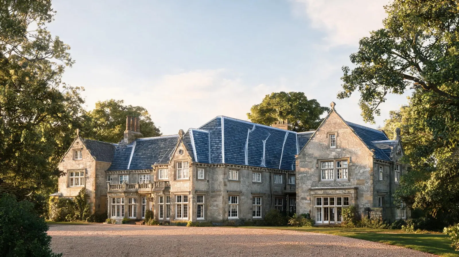 Listed manor house with restored heritage slate roof