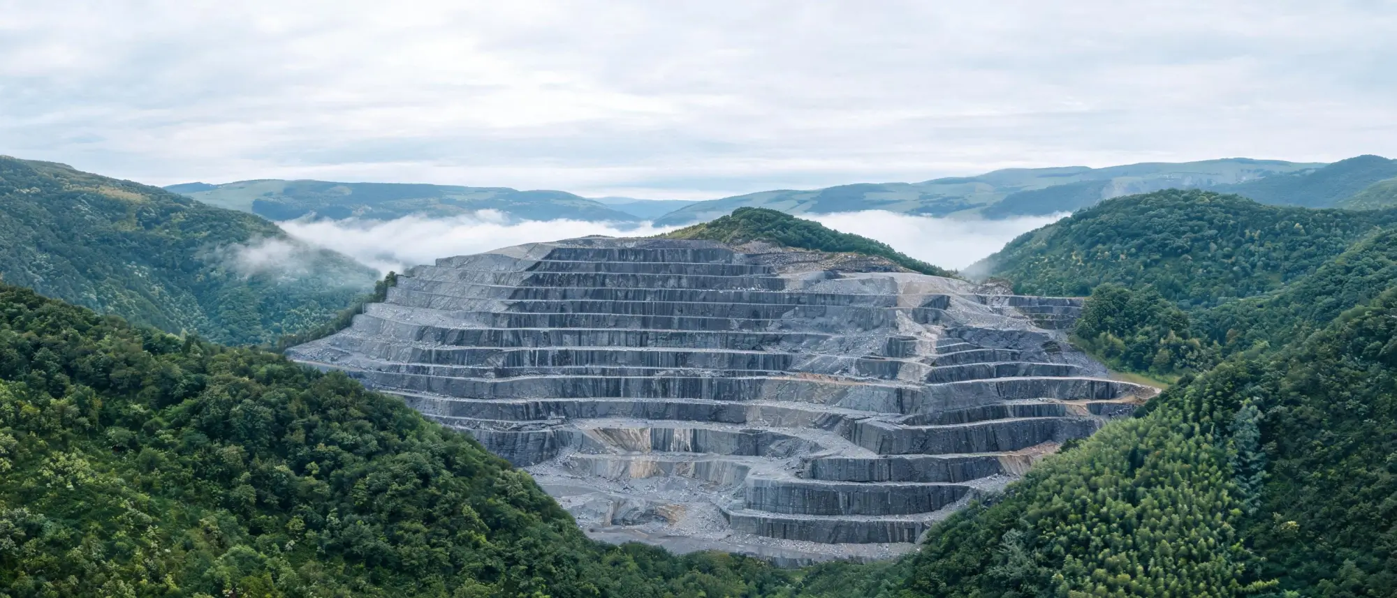 Panoramic view of slate quarry mountains in Jiangxi Province China