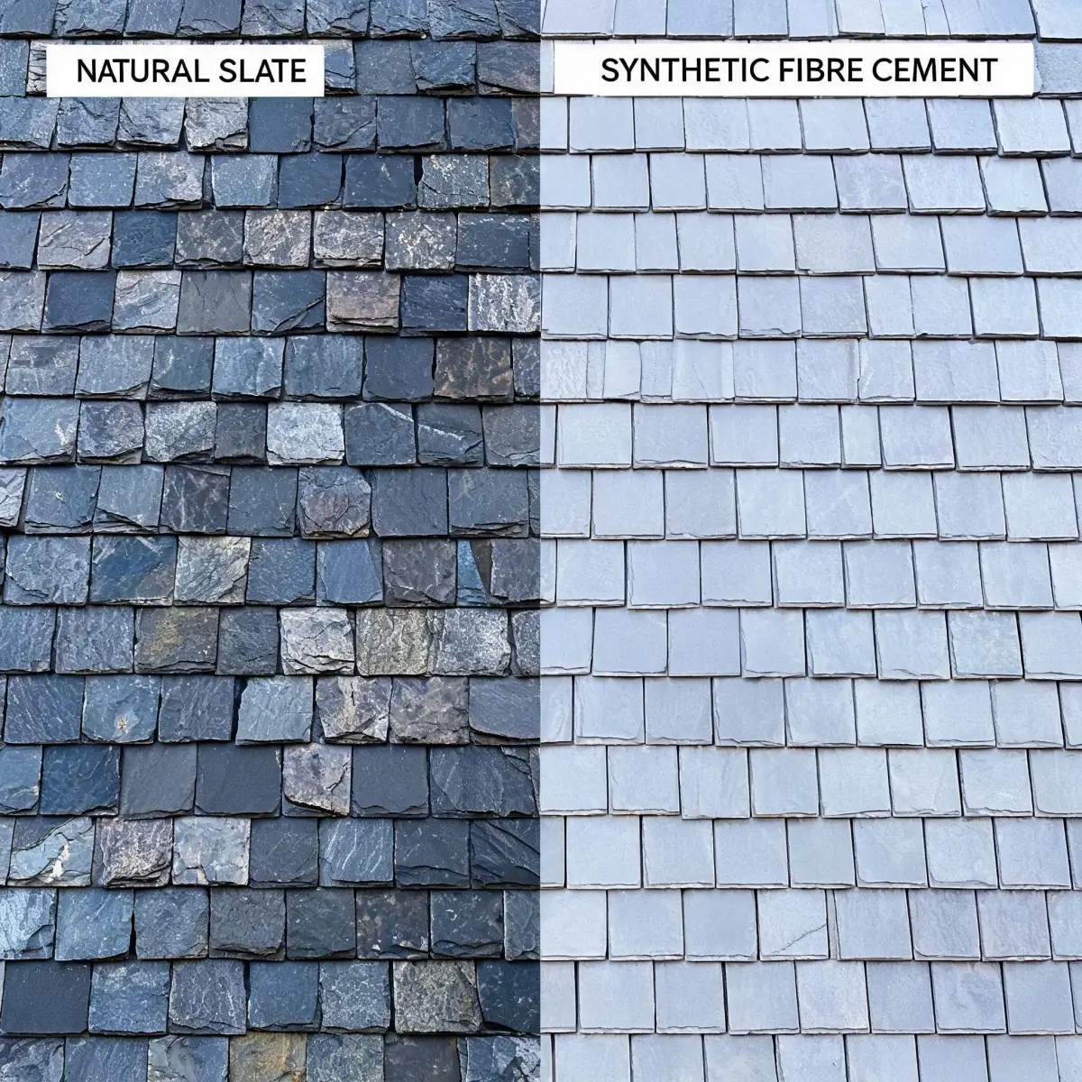 Natural slate roof versus synthetic roofing material comparison