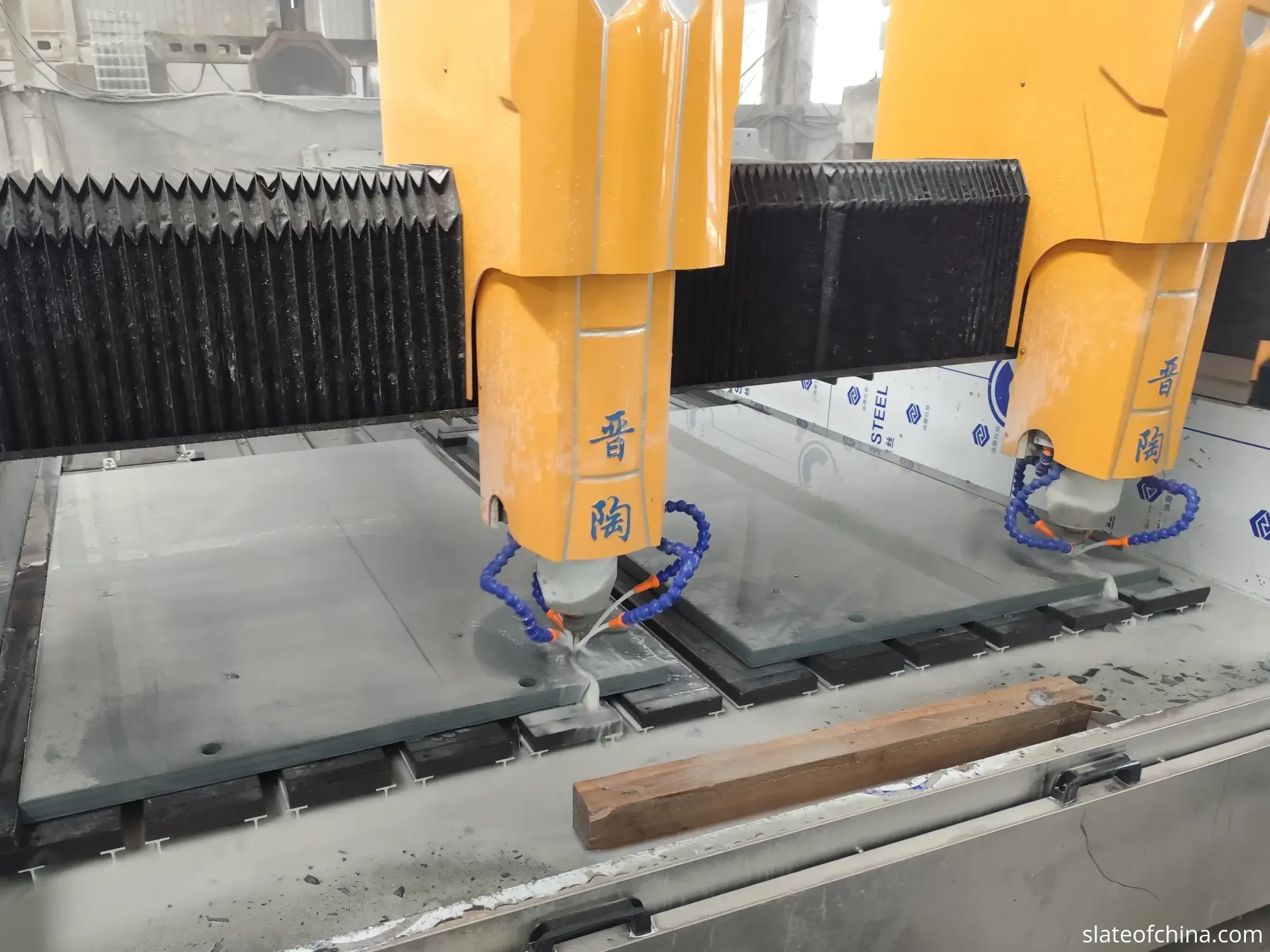 OEM Billiard Slate for Table Manufacturers 5 Close-up of CNC machine cutting a pocket opening in a billiard slate panel