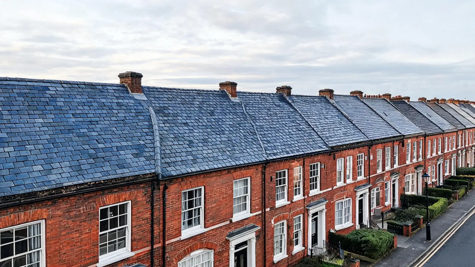 Victorian terrace with newly installed natural slate roof