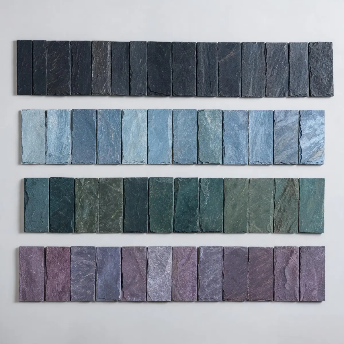 Roofing Slate FAQ 2 Different natural roofing slate colours displayed side by side for comparison