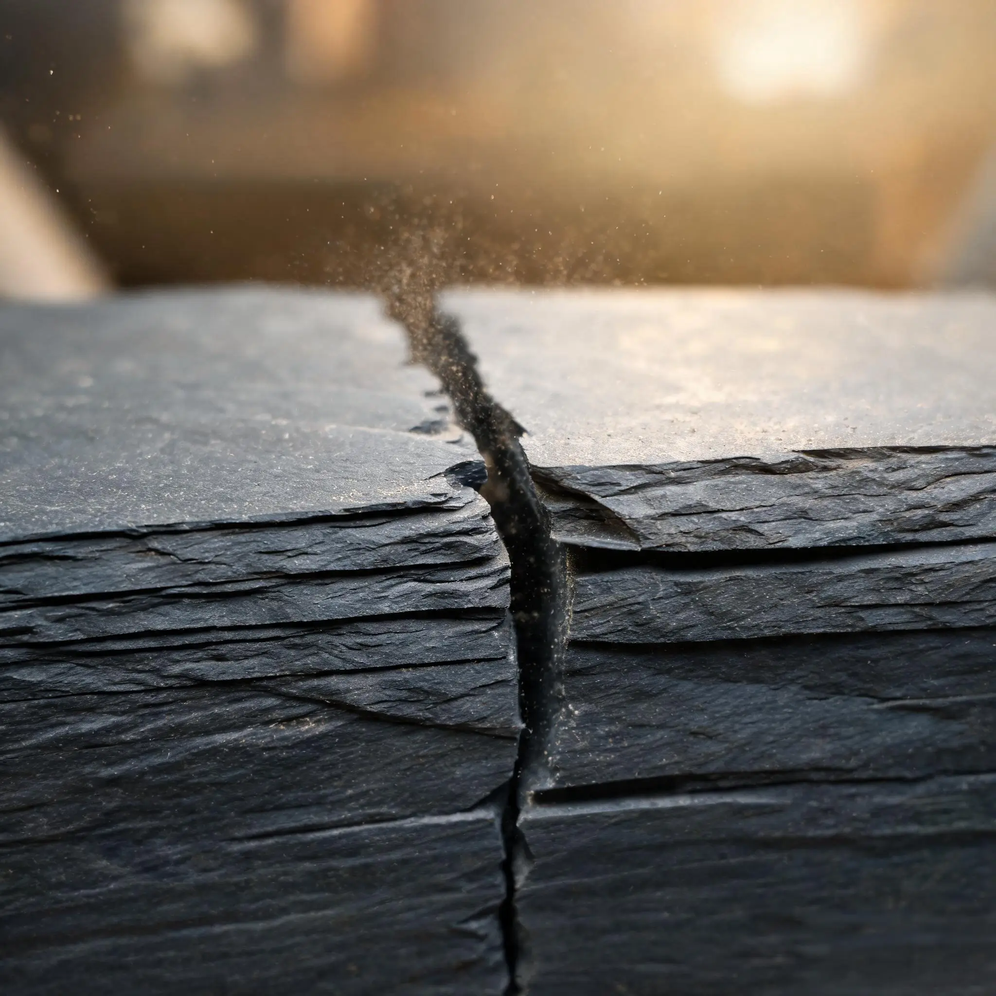 Why Roofing Buyers Choose Jiujiang Slate 2 Close-up of slate cleavage layers splitting naturally along the grain