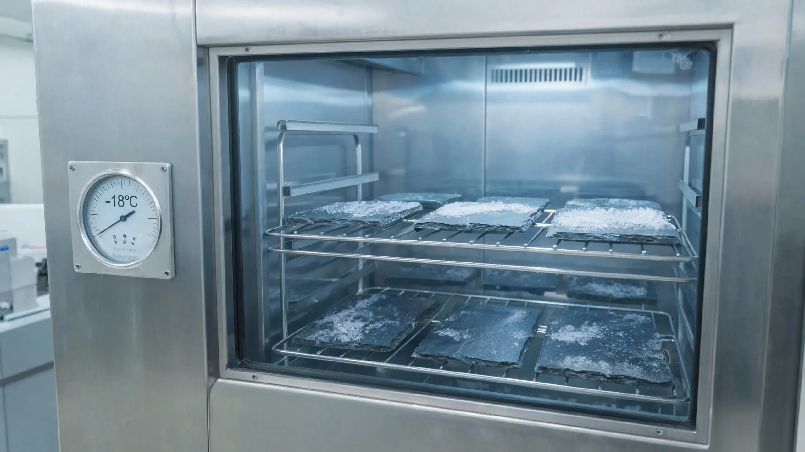 Freeze–Thaw Resistance of Jiujiang Slate 2 Slate freeze-thaw test chamber with ice crystals forming on slate samples
