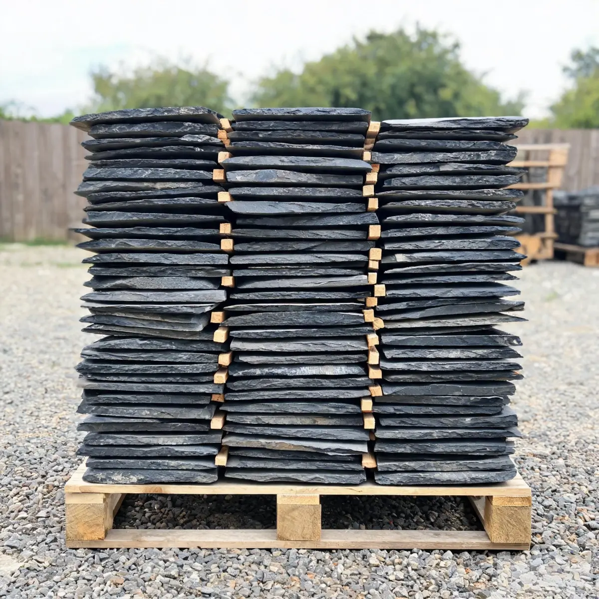 Slate processing workshop with water recycling system