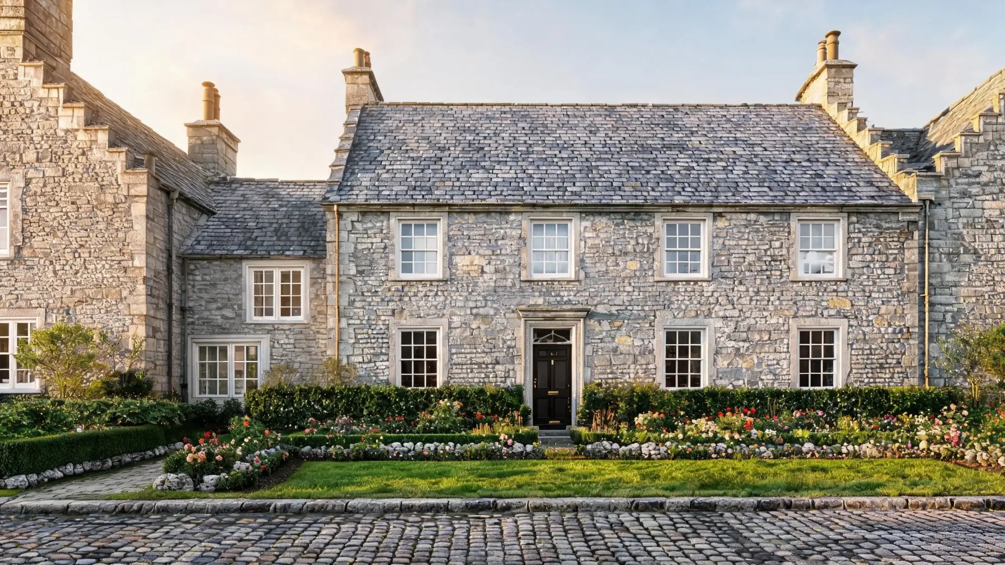 Heritage stone property with a natural slate roof enhancing curb appeal