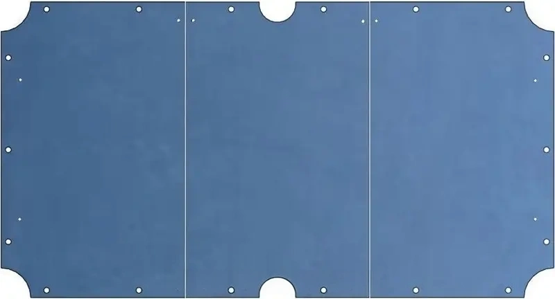 Three-piece billiard slate panel set after CNC machining Three grey slate billiard table panels lying side by side on a factory floor