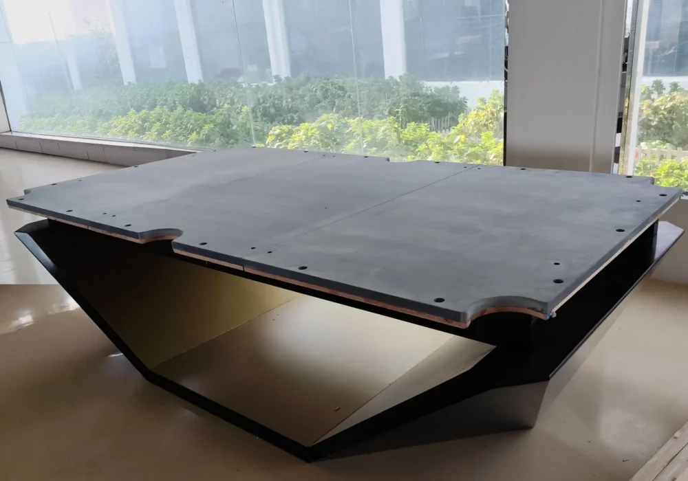 three piece pool table slate bed top view