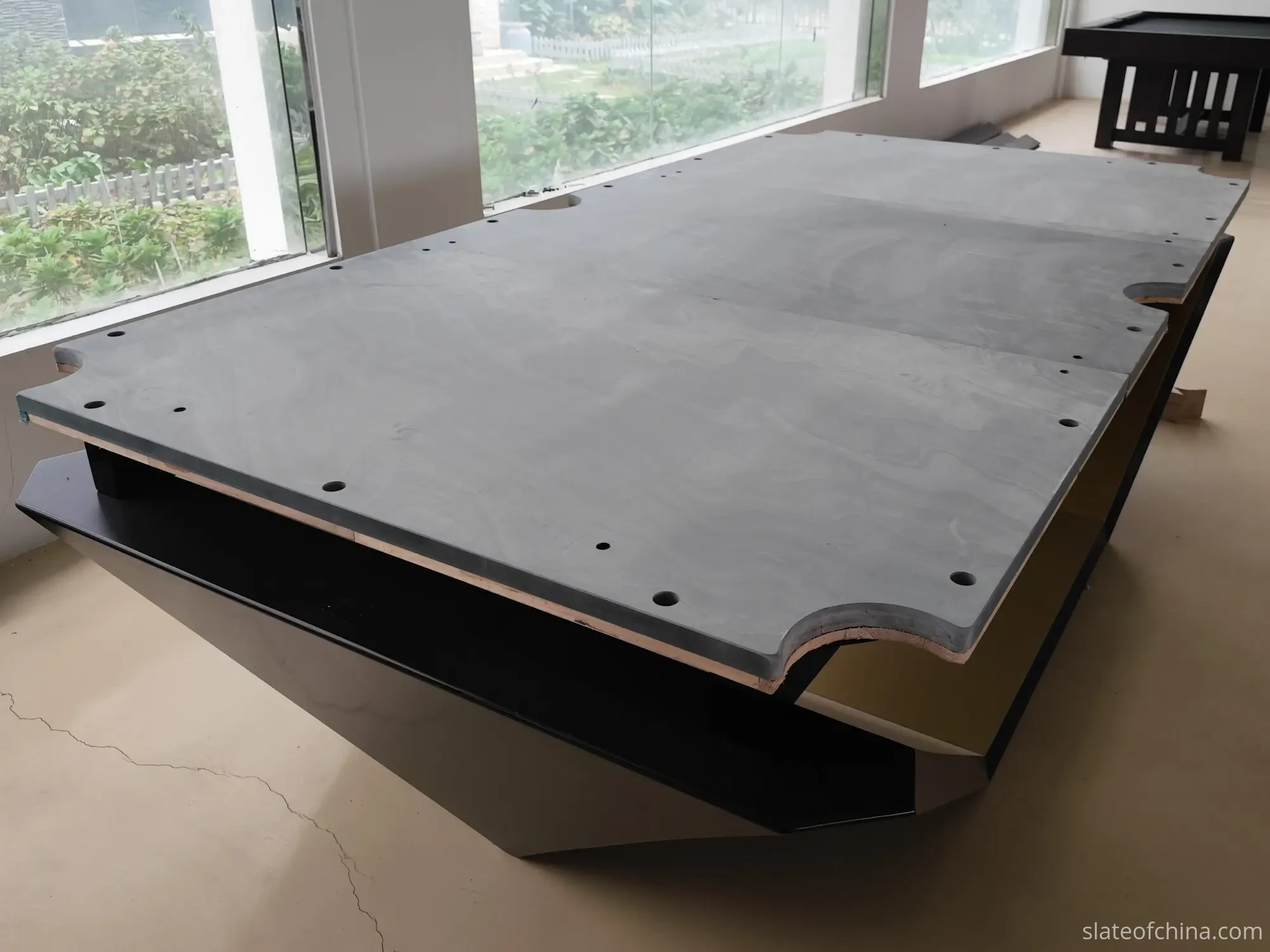 Common Billiard Slate Defects 4 Three billiard slate panels laid flat showing joint edges and gaps